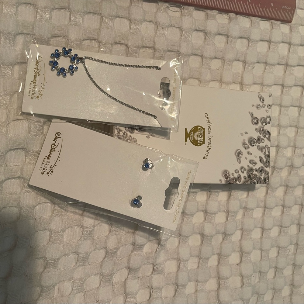 Disney World Arribas Brothers Blue Crystal Necklace and Earring Set